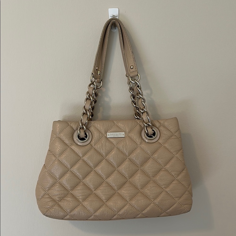 Kate Spade Tan Leather Shoulder Bag with Quilted Design